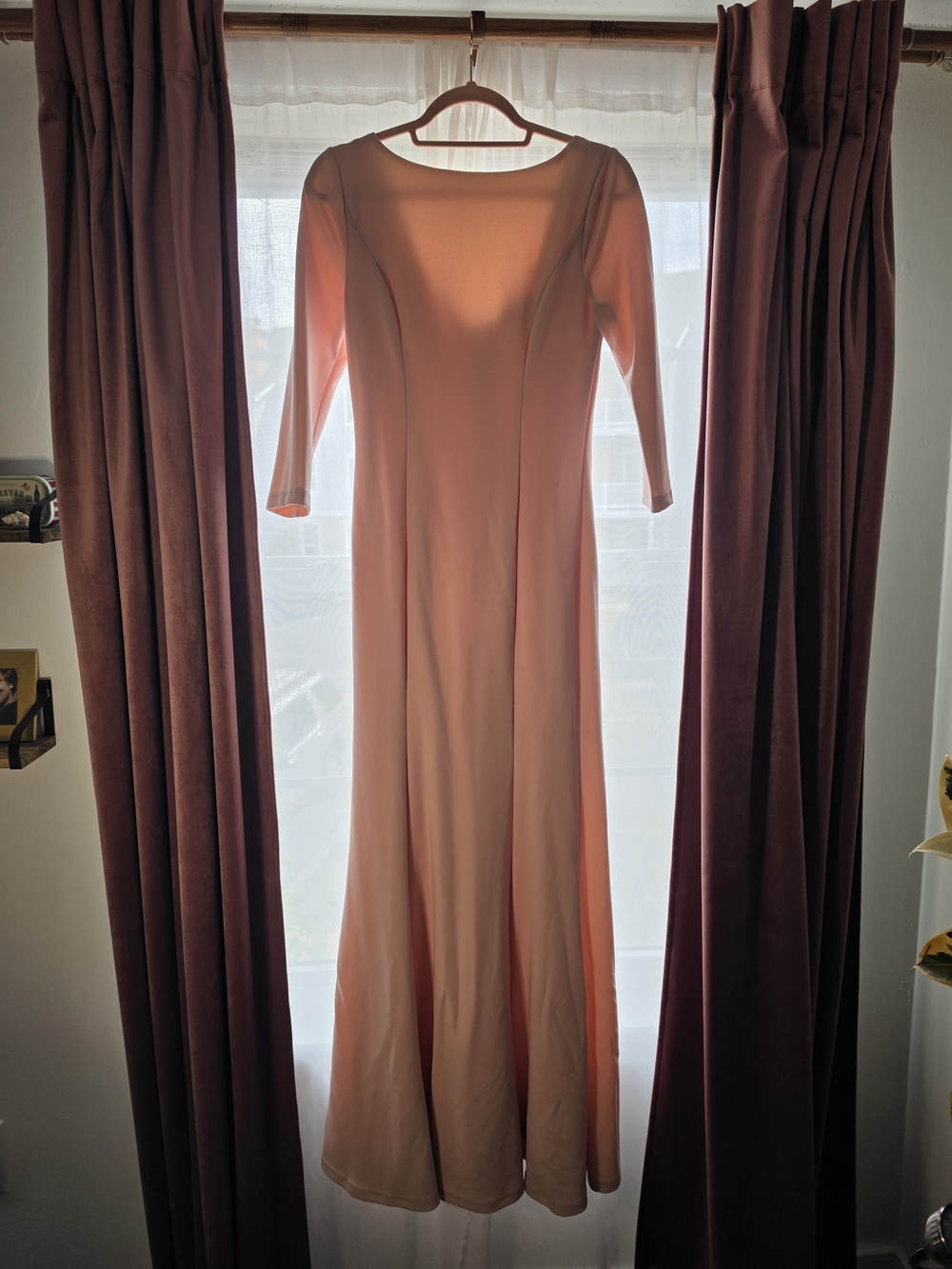 Lulu's Blush Pink Long Sleeve Maxi Gown